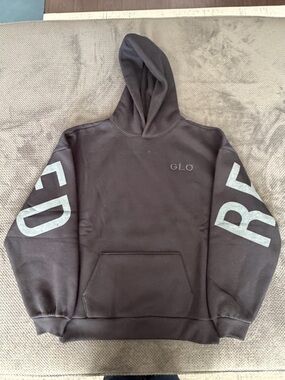 GLO Black Hoodie with Silver Sleeve Graphics